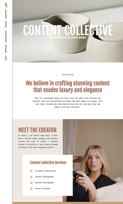 Cove One Page Showit Template