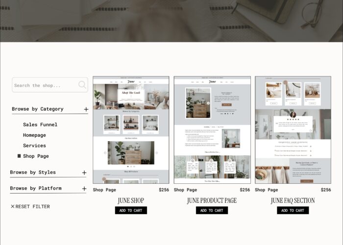 WooCommerce Shop on Showit Website